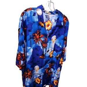 Shore Line Bahamas 4X Large Pocket T-Shirt 100% Rayon Vivid Color Full Button Up